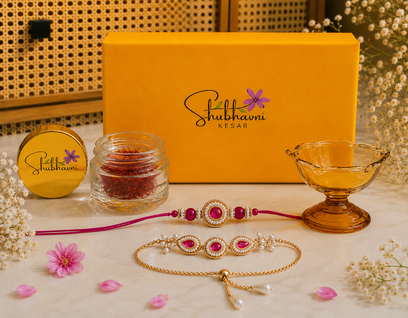 Shubhavni Rakhi Special Gift Box - Double Rakhi, Kesar & Diya - Image 3