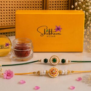 Shubhavni Rakhi Special Gift Box - Double Rakhi & Kesar