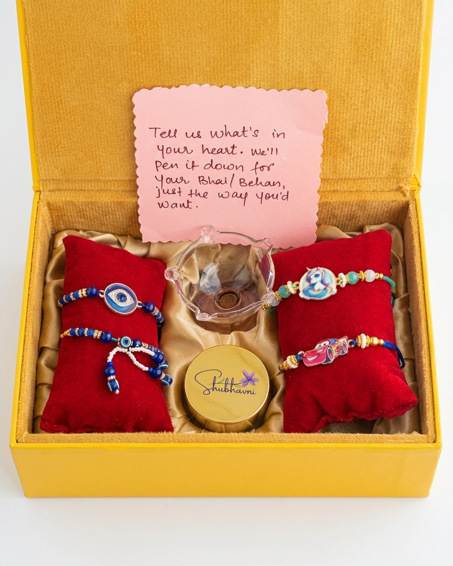 Shubhavni Rakhi Special Gift Box - Four Rakhi, Kesar & Diya - Image 9