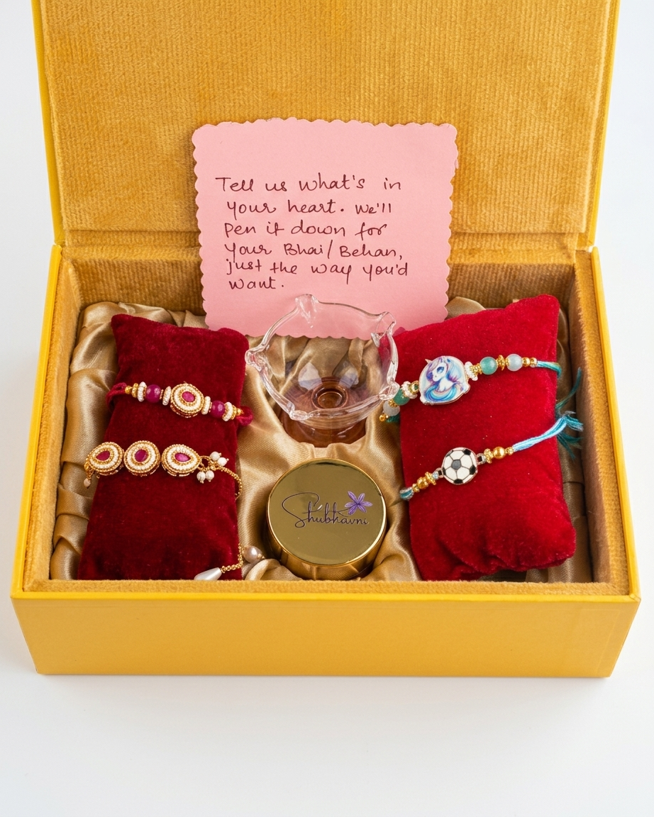 Shubhavni Rakhi Special Gift Box - Four Rakhi, Kesar & Diya - Image 8