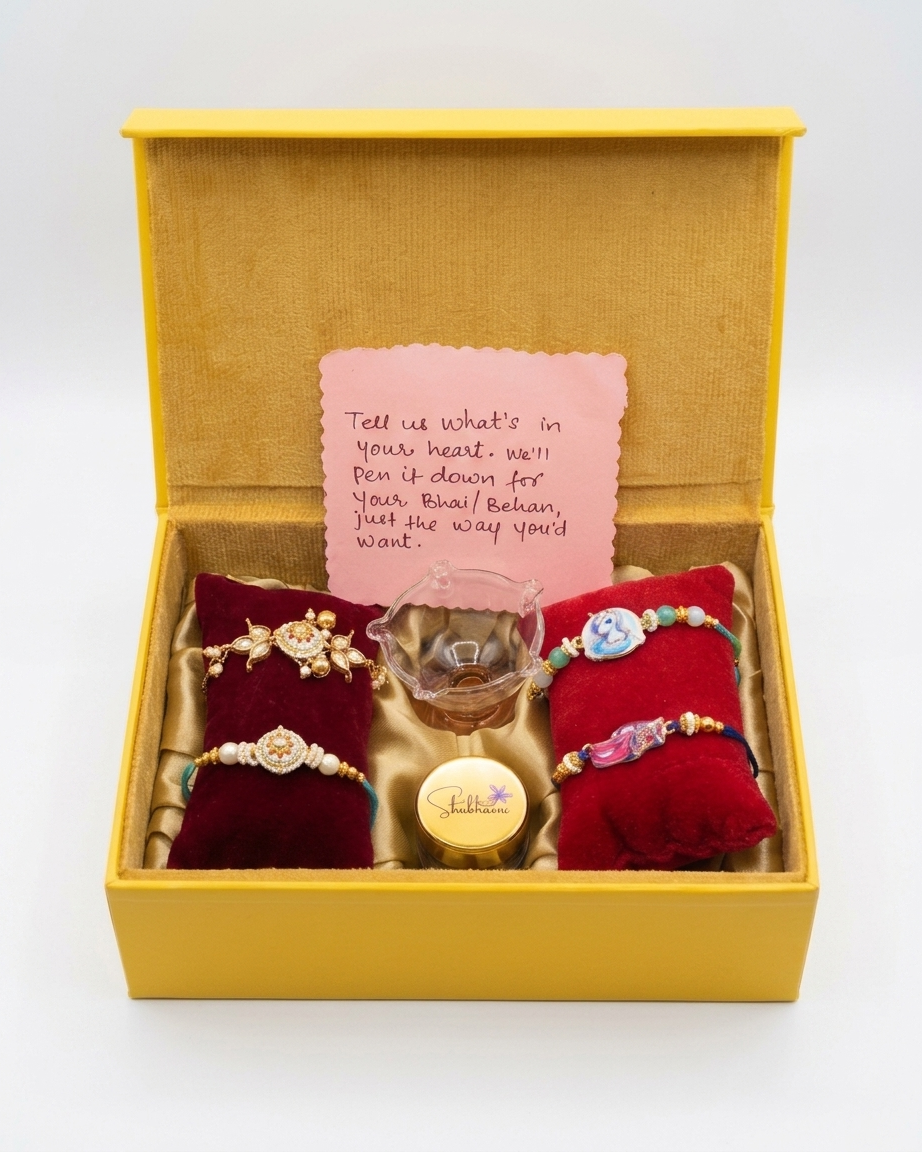 Shubhavni Rakhi Special Gift Box - Four Rakhi, Kesar & Diya - Image 7