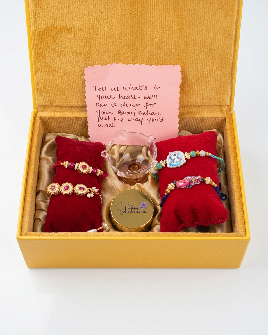 Shubhavni Rakhi Special Gift Box - Four Rakhi, Kesar & Diya - Image 6