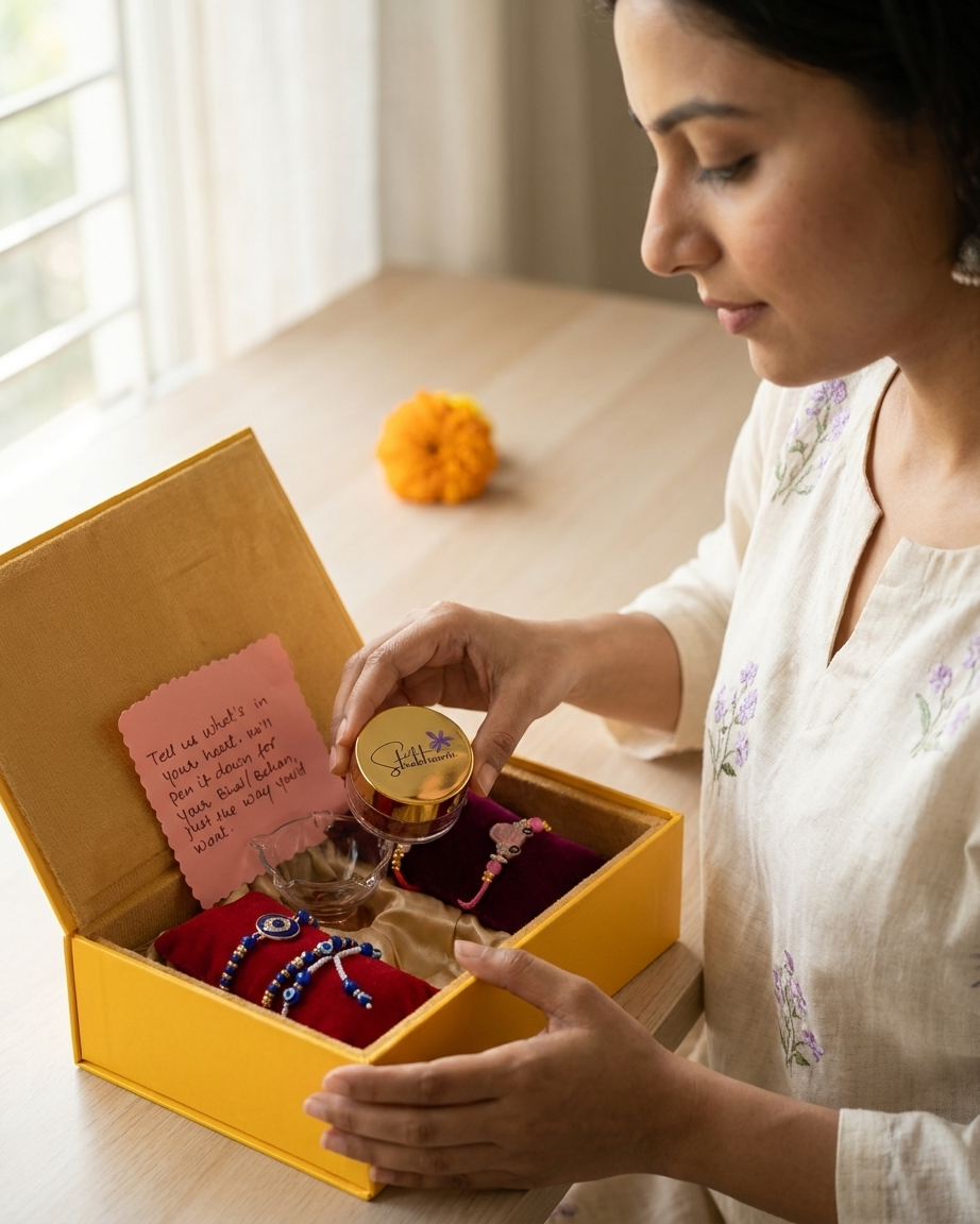 Shubhavni Rakhi Special Gift Box - Four Rakhi, Kesar & Diya - Image 13