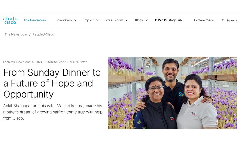 Cisco Newsroom feature on the family behind Shubhavni SmartFarms