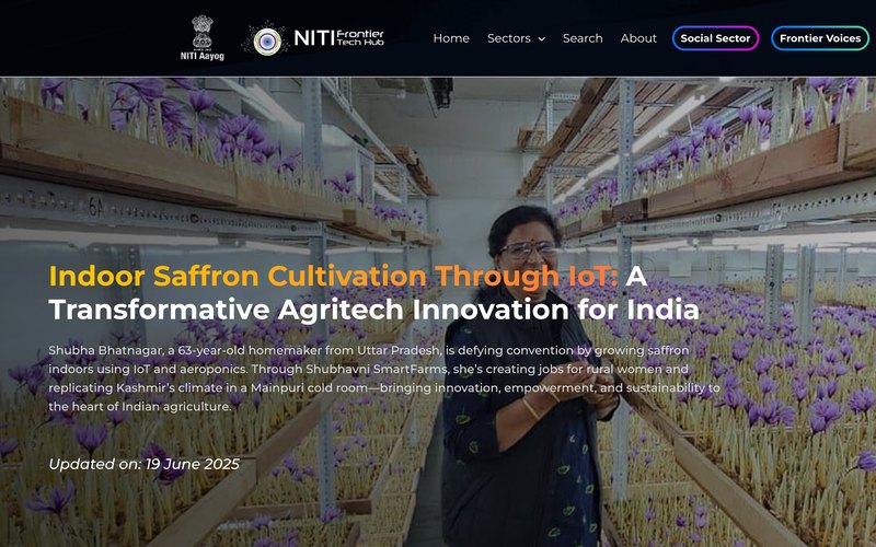 NITI Aayog Frontier Tech Hub feature on IoT saffron cultivation
