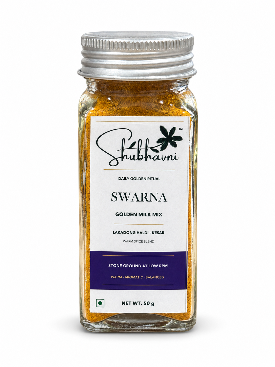 Shubhavni Swarna Golden Milk Mix with Lakadong Haldi and Kesar, 50 g jar