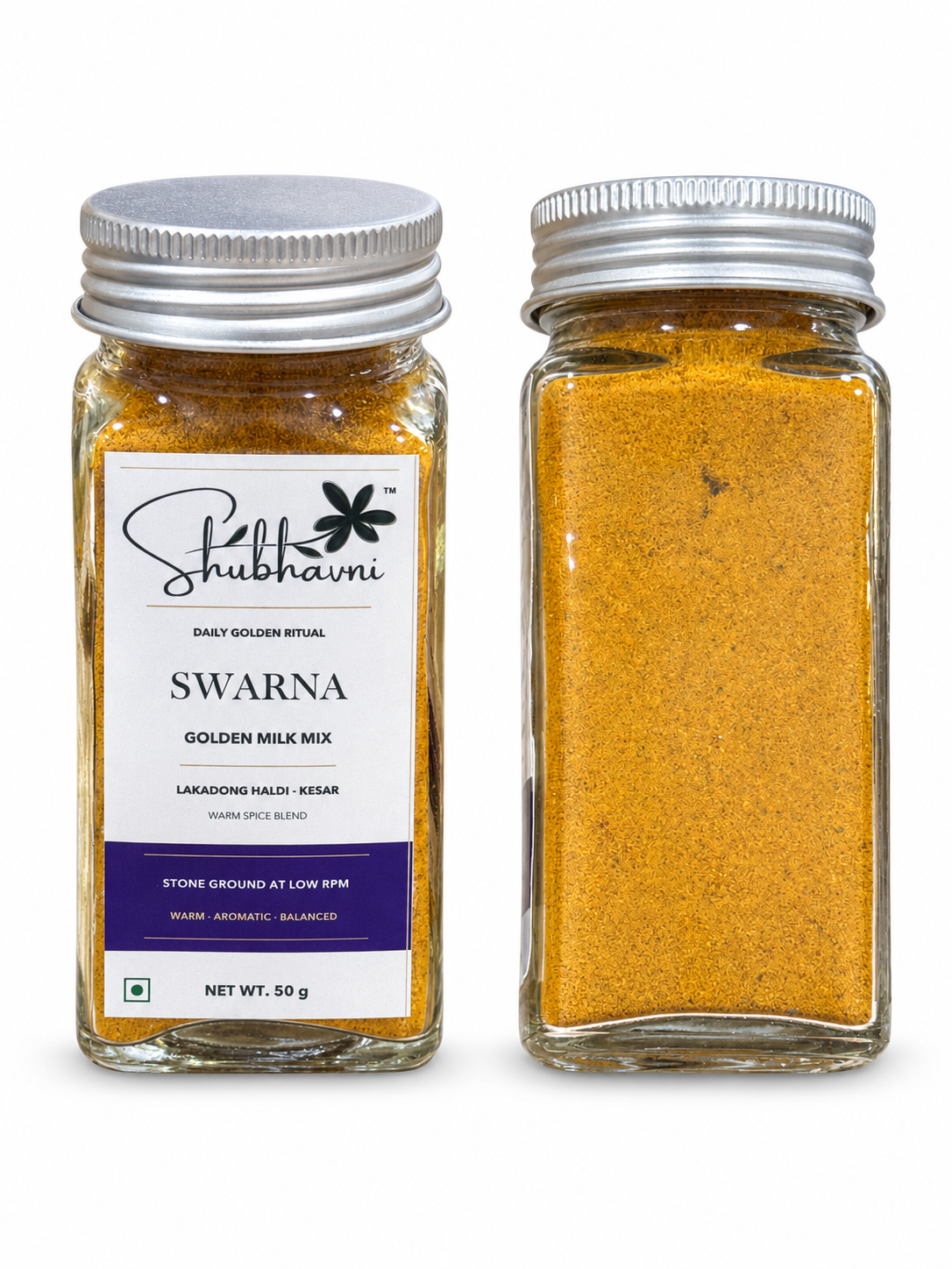 Shubhavni Swarna Golden Milk Mix with Lakadong Haldi and Kesar, 50 g jar